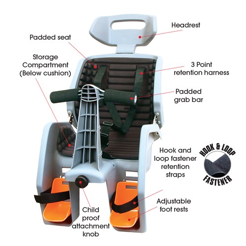 Deluxe Baby Seat With Rack - Suits Disc brake specific